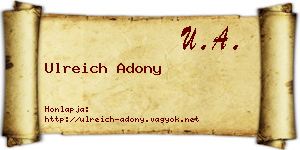 Ulreich Adony névjegykártya